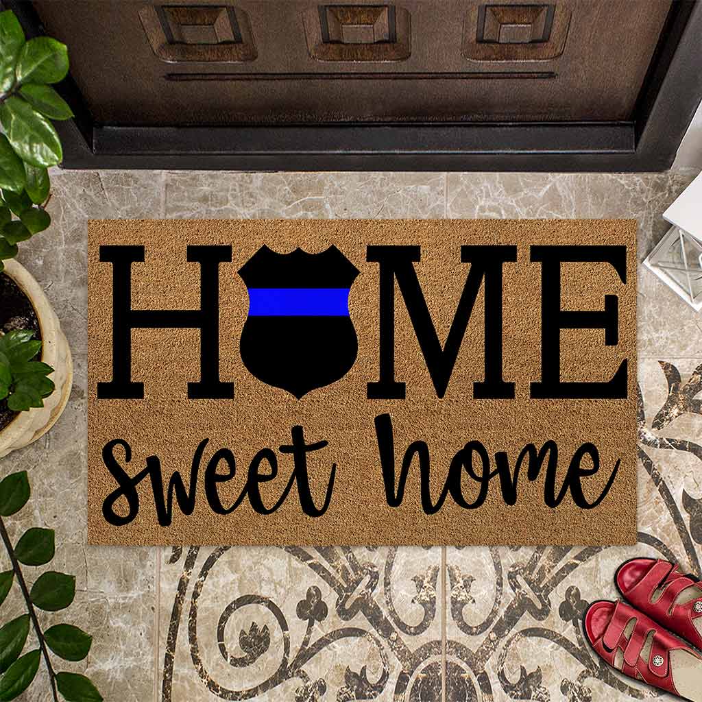 « Home Sweet Home » - Paillasson imprimé motif police en fibre de coco