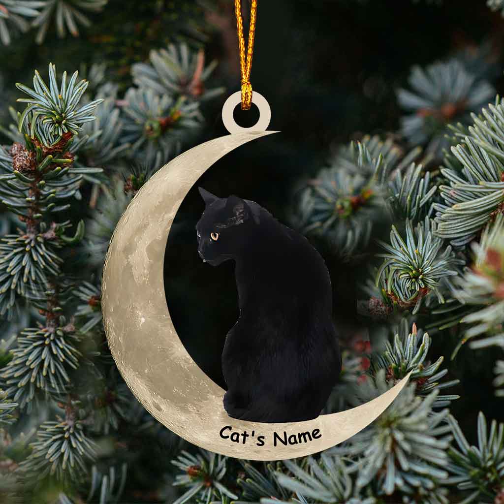 Black Cat Moon - Personalized Ornament (Printed On Both Sides)