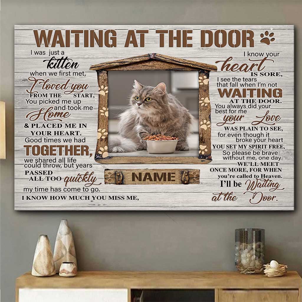 Attendre à la porte - Toile et affiche personnalisées pour chat