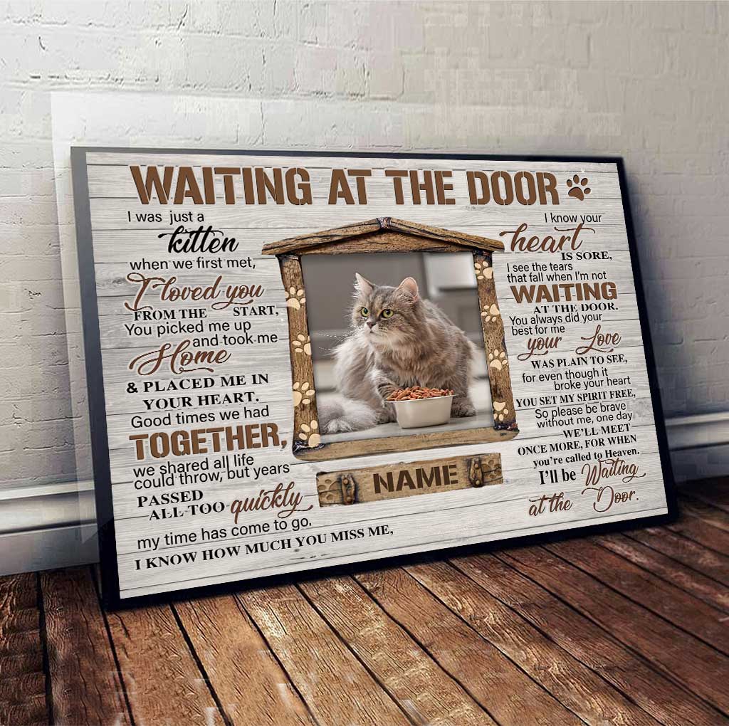 Attendre à la porte - Toile et affiche personnalisées pour chat
