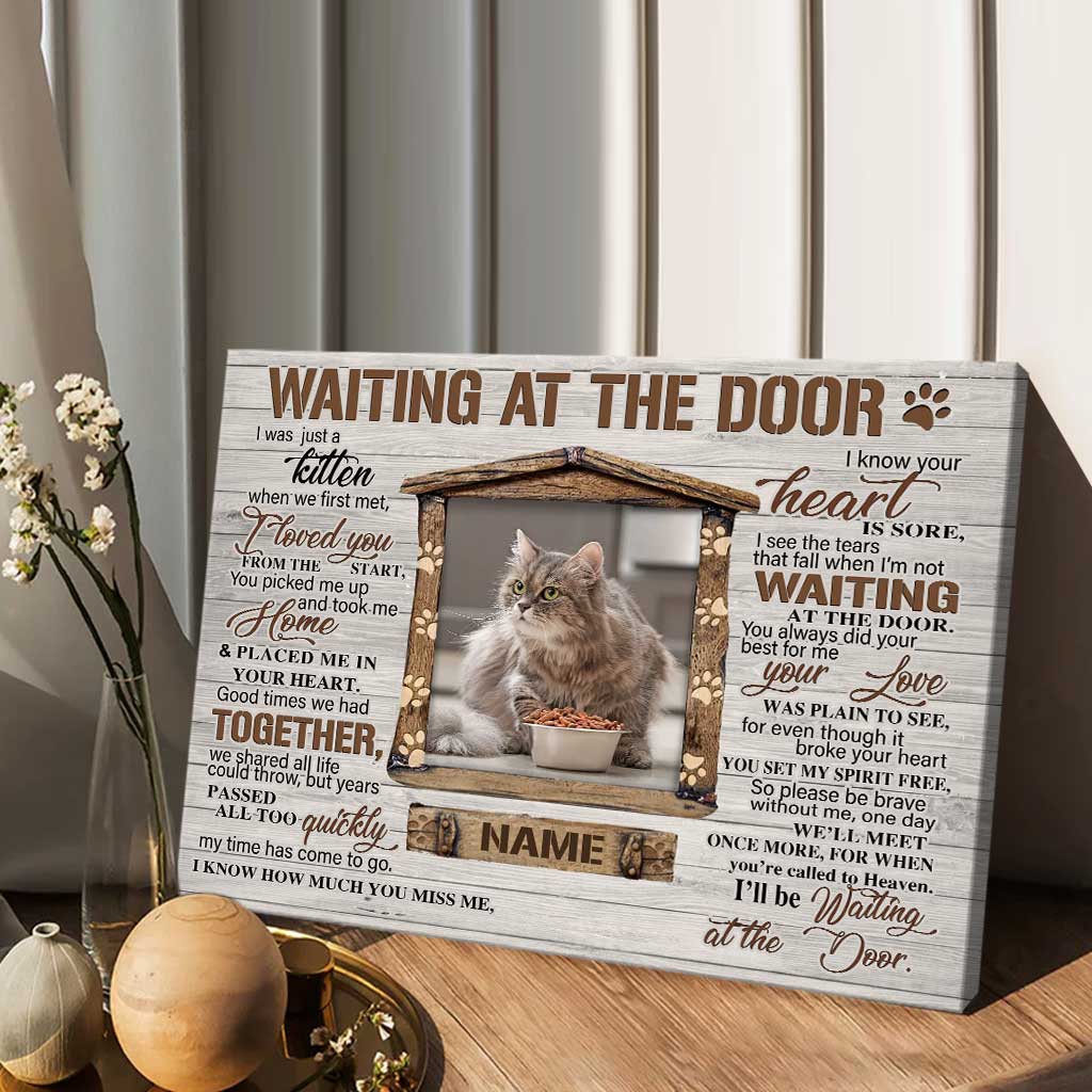Attendre à la porte - Toile et affiche personnalisées pour chat