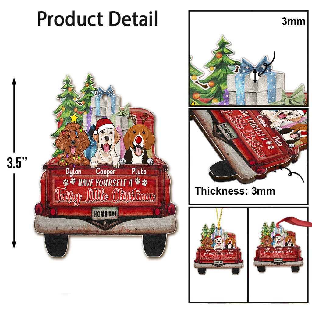 Petit Noël à fourrure - Ornement de Noël personnalisé pour chien (Impression recto verso)