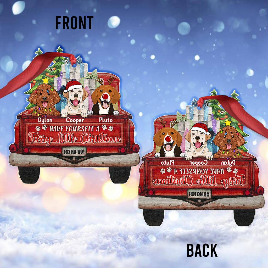 Petit Noël à fourrure - Ornement de Noël personnalisé pour chien (Impression recto verso)