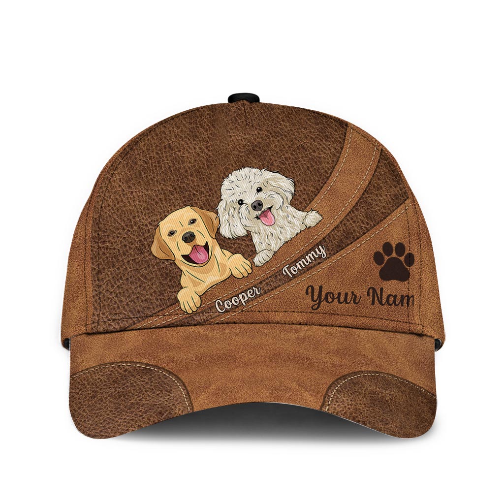 Amoureux des chiens - Casquette classique personnalisée pour chien avec motif cuir imprimé