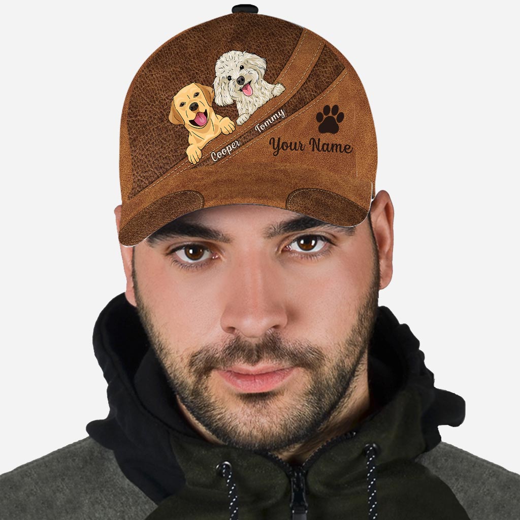 Amoureux des chiens - Casquette classique personnalisée pour chien avec motif cuir imprimé