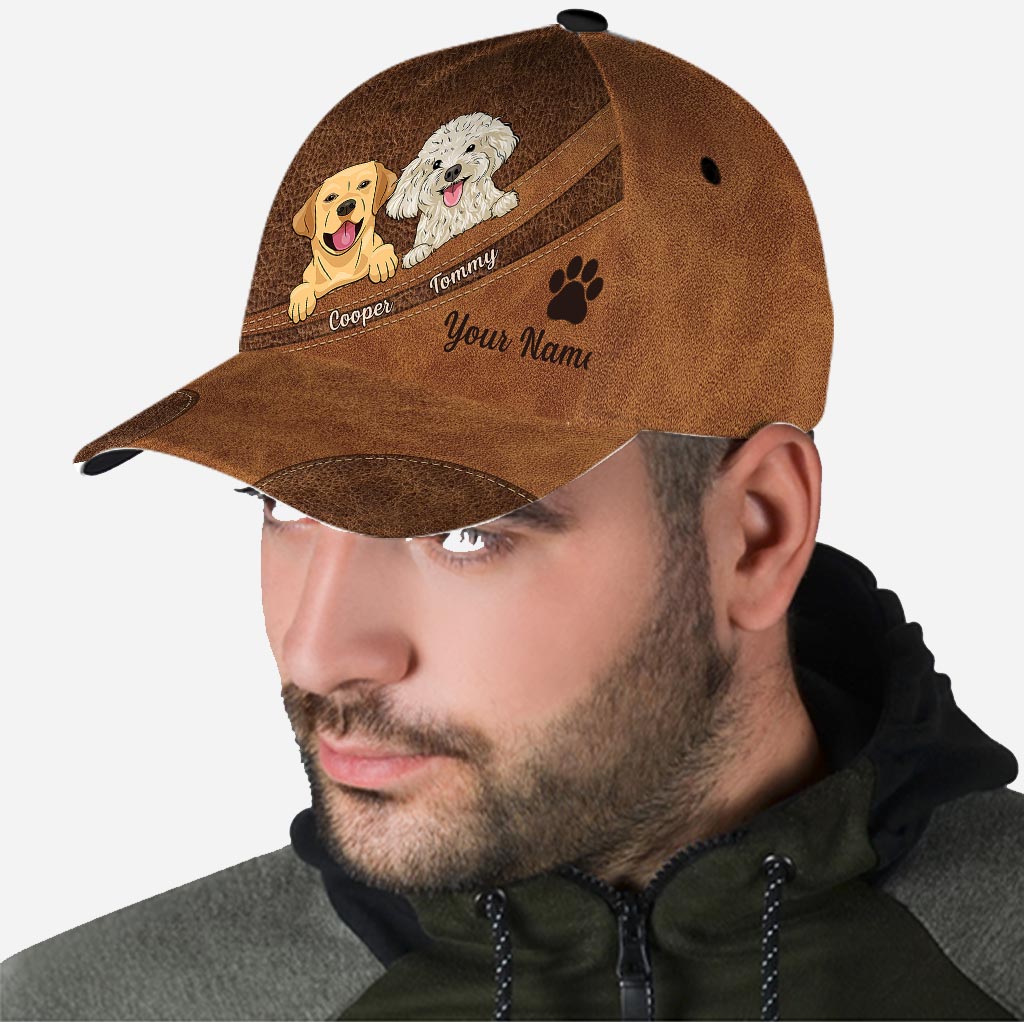 Amoureux des chiens - Casquette classique personnalisée pour chien avec motif cuir imprimé