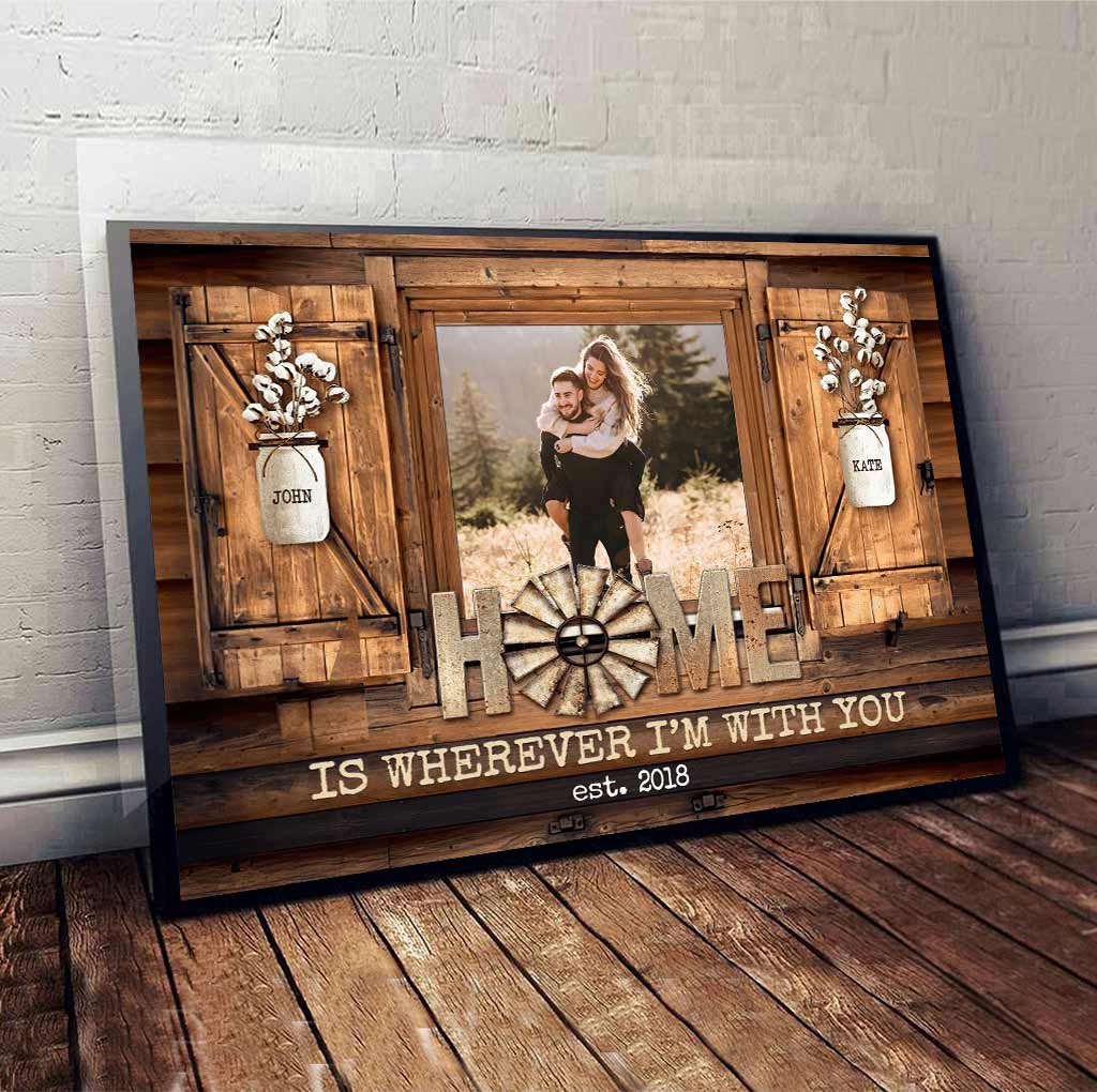 « La maison, c'est là où je suis avec toi » - Toile et affiche personnalisées pour couples