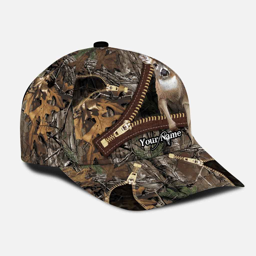 Hunting Deer Lovers - Personalized Leather Pattern Print Classic Cap With Printed Vent Holes