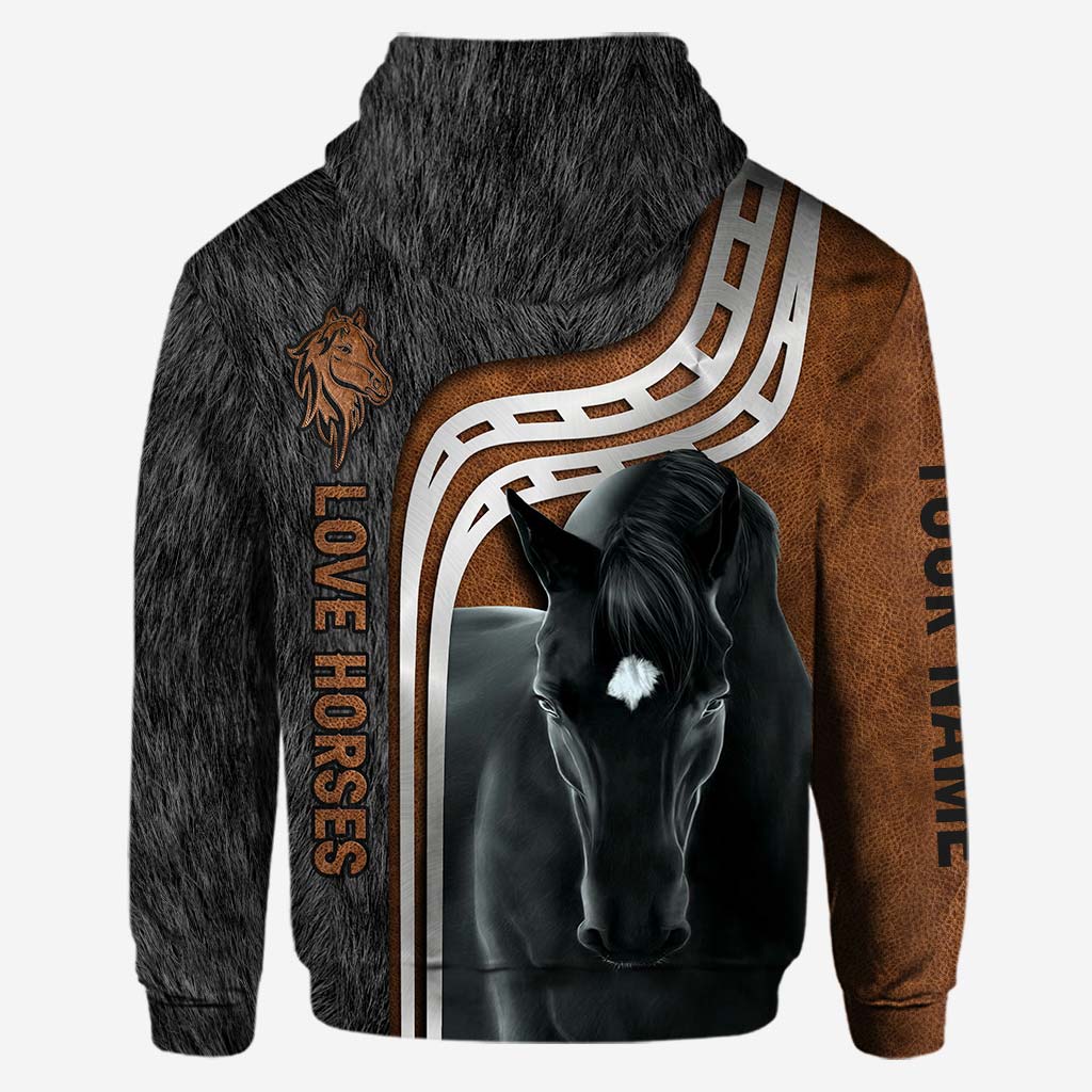 Ensemble sweat à capuche et legging personnalisés « Love Horses » avec motif imprimé en 3D