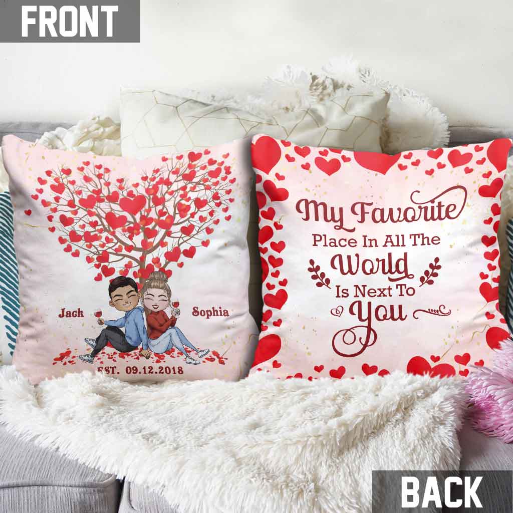 Mon endroit préféré - Coussin décoratif personnalisé pour couple