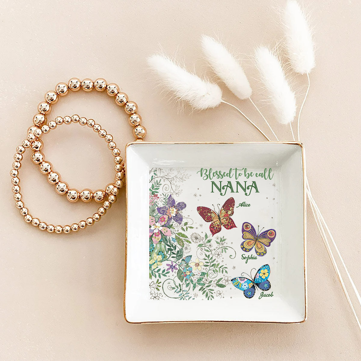 « Heureuse d’être appelée » - Porte-bijoux personnalisé pour la fête des mères, grand-mère