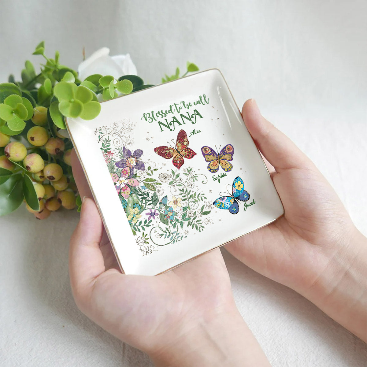 « Heureuse d’être appelée » - Porte-bijoux personnalisé pour la fête des mères, grand-mère