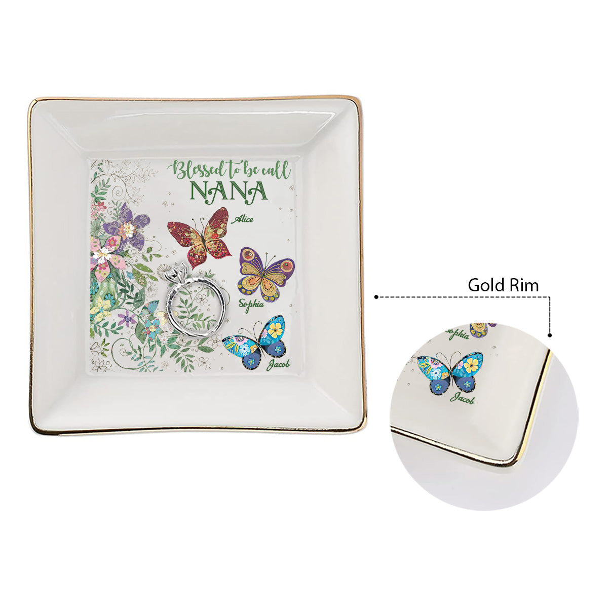 « Heureuse d’être appelée » - Porte-bijoux personnalisé pour la fête des mères, grand-mère