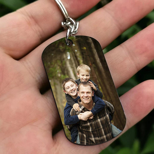 This Awesome Dad Belongs - Gift for dad, uncle, brother, grandpa - Personalized Stainless Steel Keychain