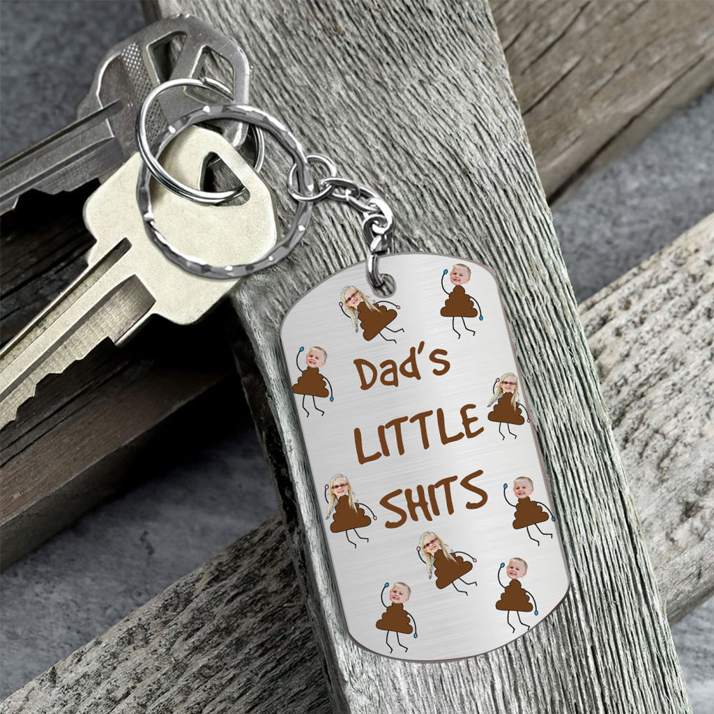 Dad's Little Cuties - Gift for dad, grandpa, mom, uncle, aunt, grandma - Personalized Stainless Steel Keychain
