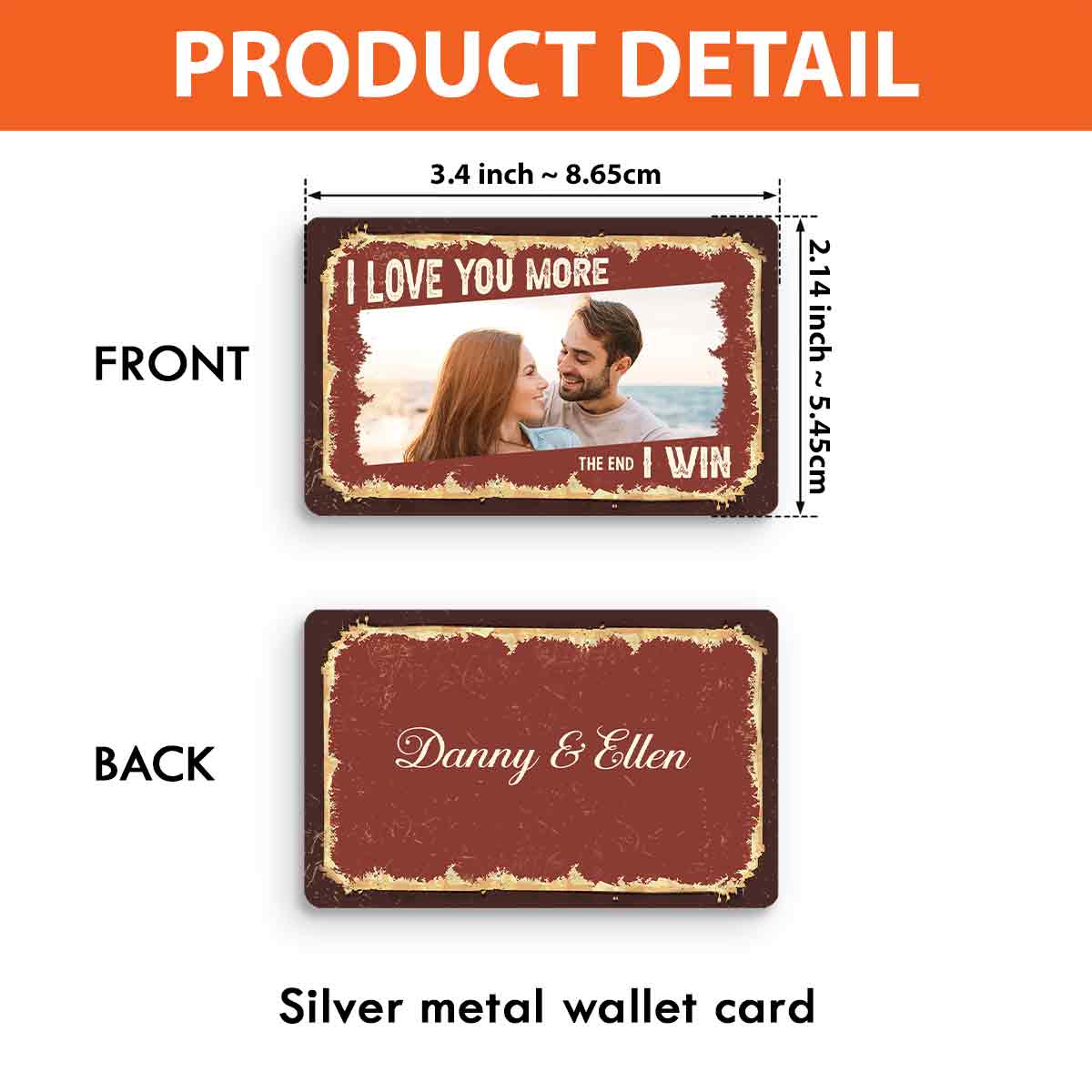 Je t'aime plus - Carte personnalisée pour portefeuille de couple