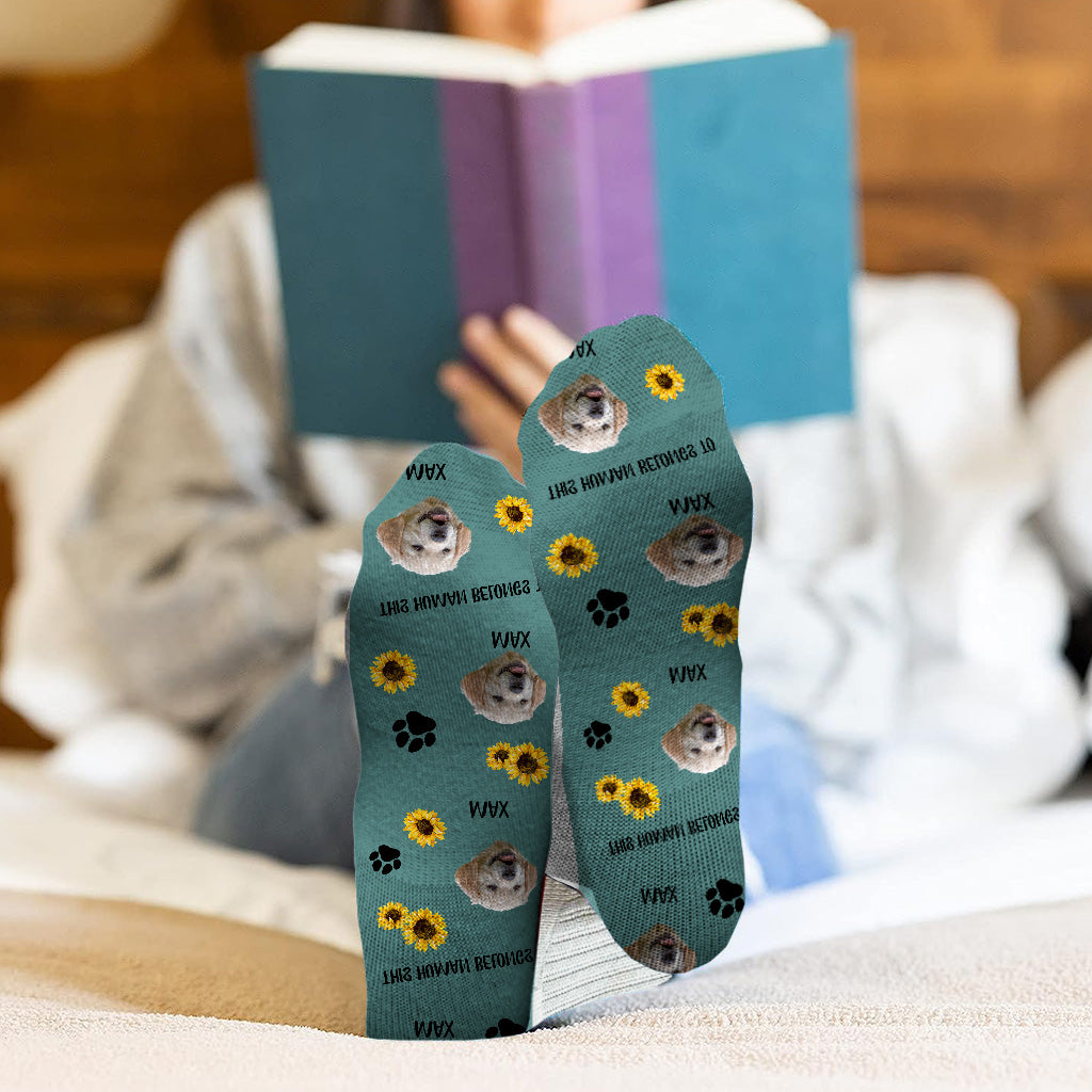 Ce humain appartient à - Cadeau pour amoureux des chats - Chaussettes personnalisées