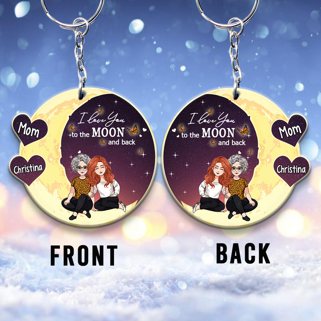 Aller sur la Lune et retour - Cadeau pour maman, grand-mère - Porte-clés personnalisé