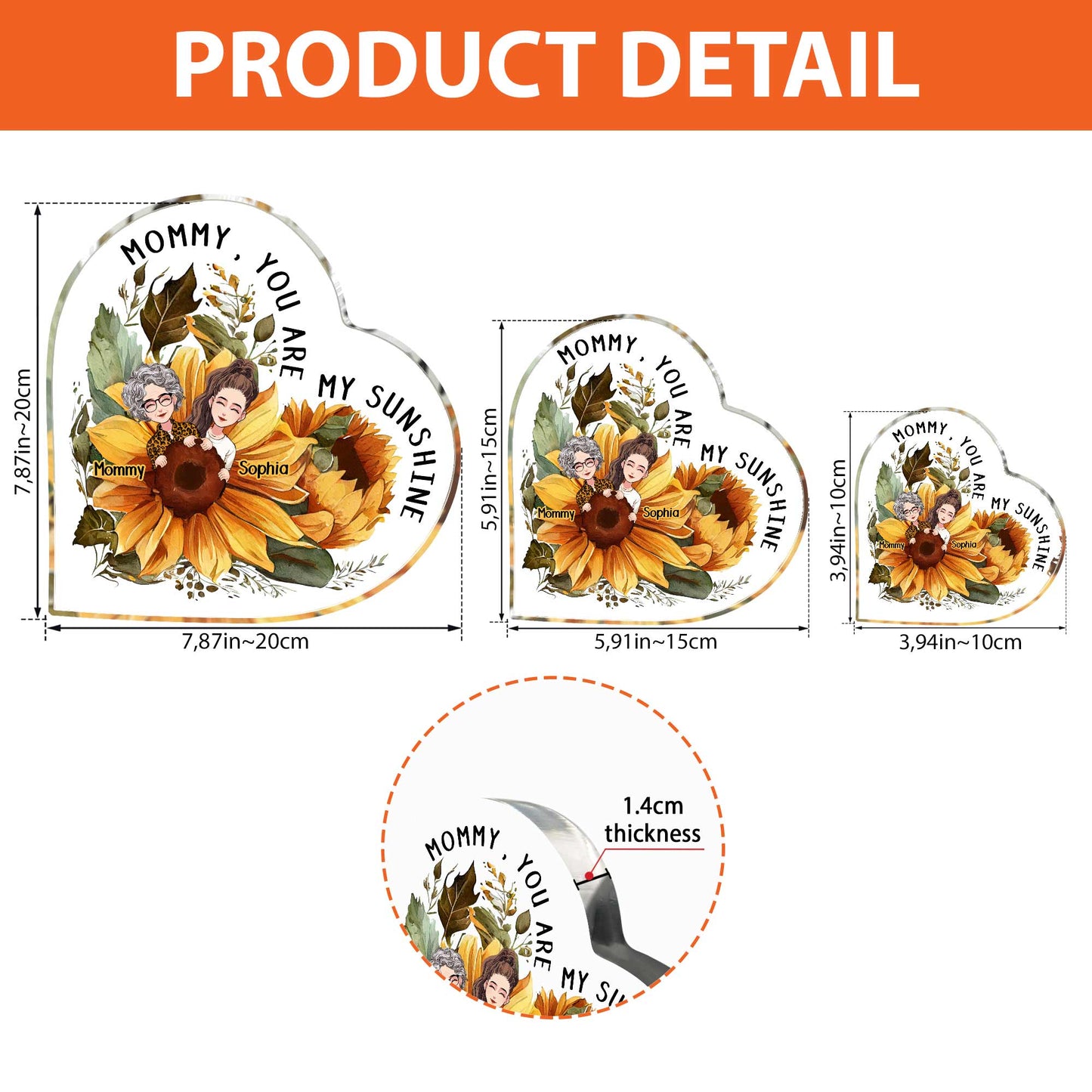 Maman, tu es mon rayon de soleil - Plaque acrylique personnalisée pour maman