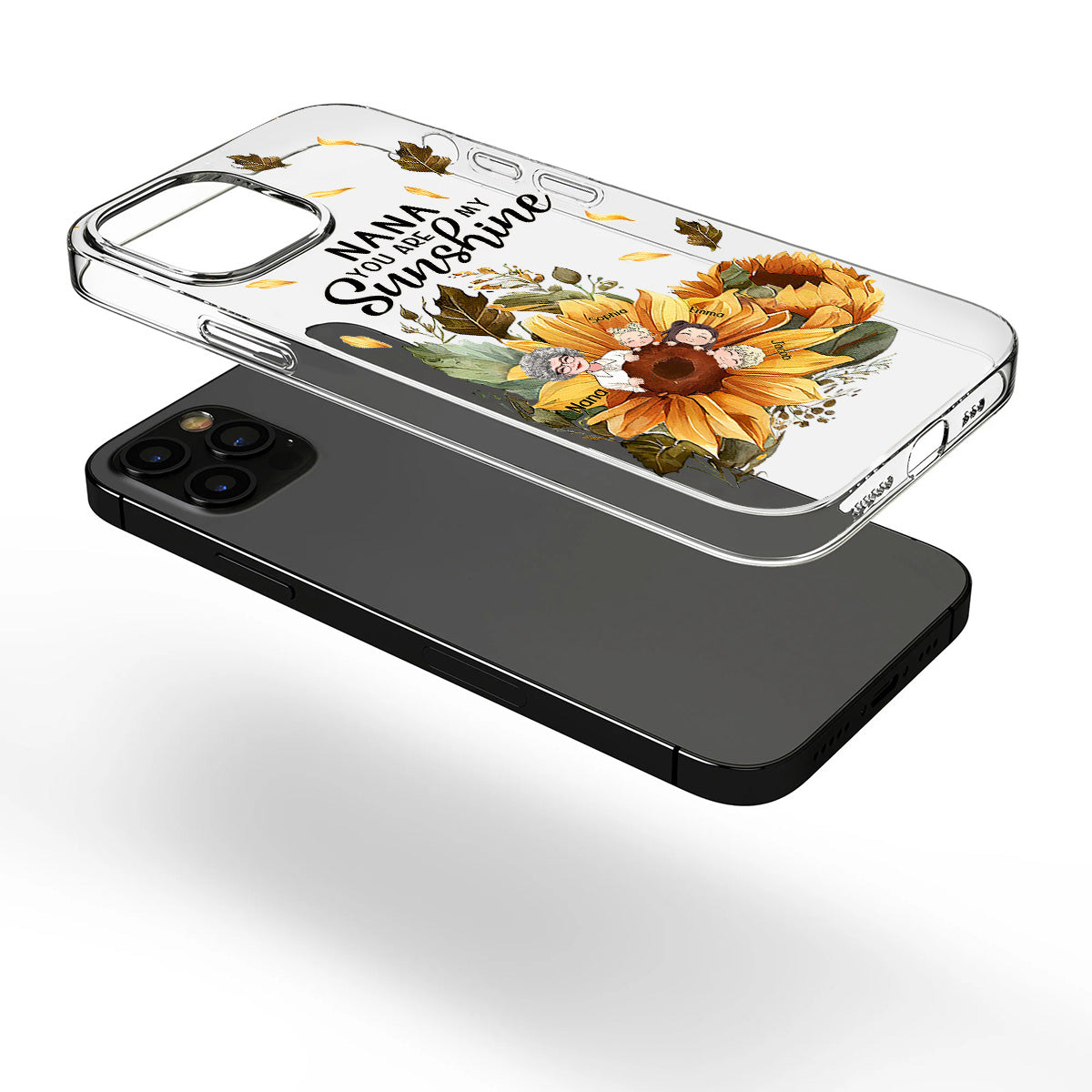 Mamie, tu es mon rayon de soleil - Coque de téléphone transparente personnalisée pour grand-mère