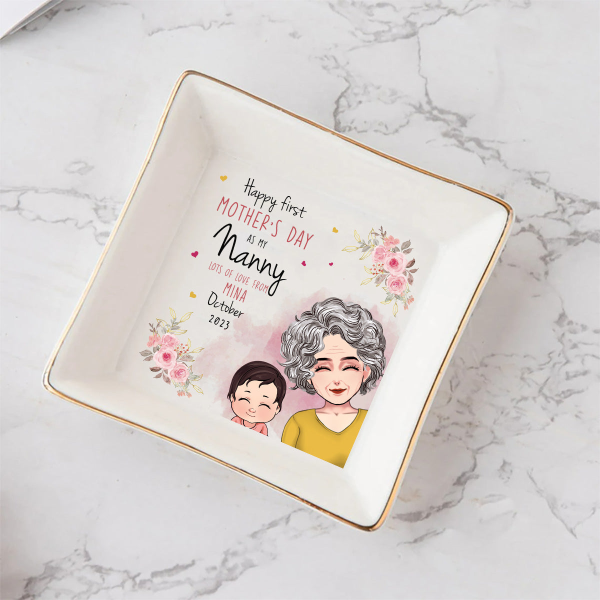 Bonne fête des Mères ! Porte-bijoux personnalisé pour grand-mère.