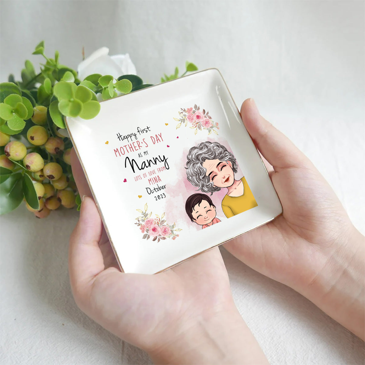 Bonne fête des Mères ! Porte-bijoux personnalisé pour grand-mère.