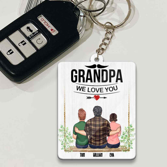 Grand-père, on t'aime ! - Porte-clés personnalisé pour grand-père (Impression recto verso)