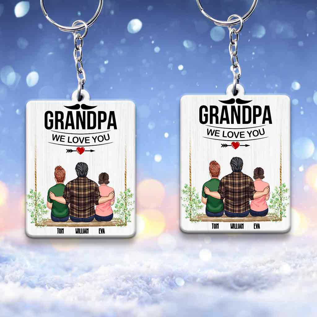 Grand-père, on t'aime ! - Porte-clés personnalisé pour grand-père (Impression recto verso)