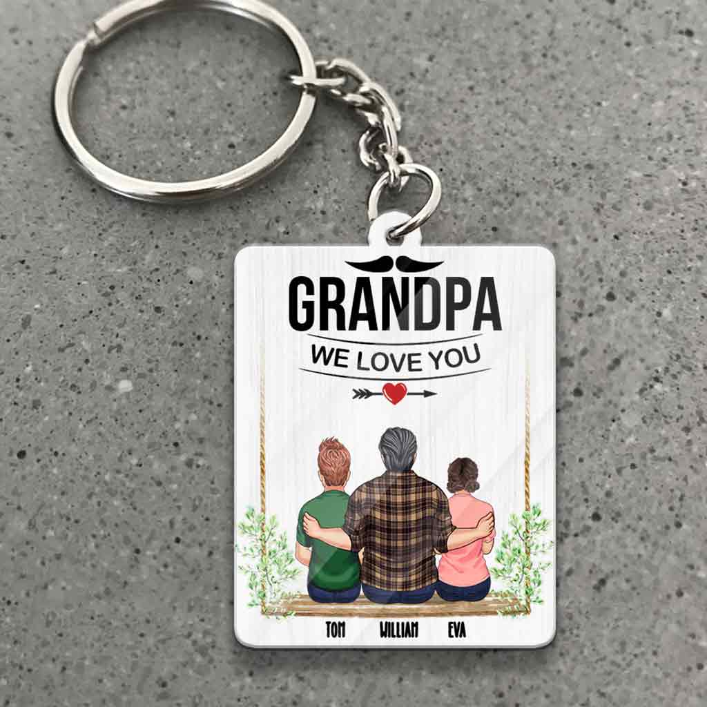 Grand-père, on t'aime ! - Porte-clés personnalisé pour grand-père (Impression recto verso)