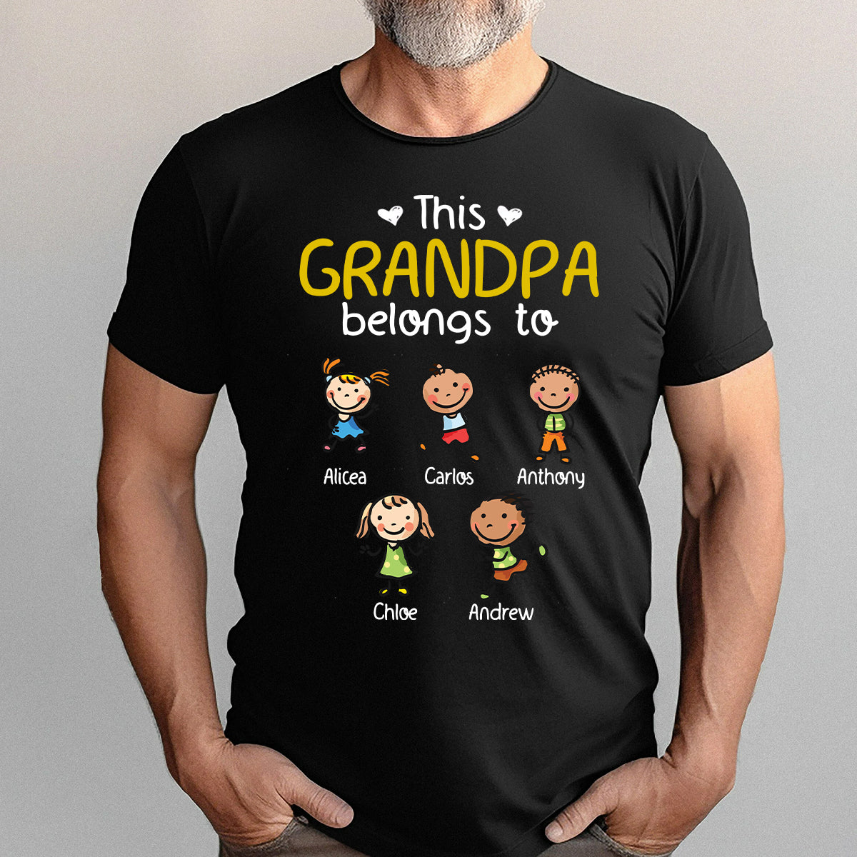 Ce t-shirt et ce sweat à capuche personnalisés « Ce grand-père et cette grand-mère appartiennent à » pour papa