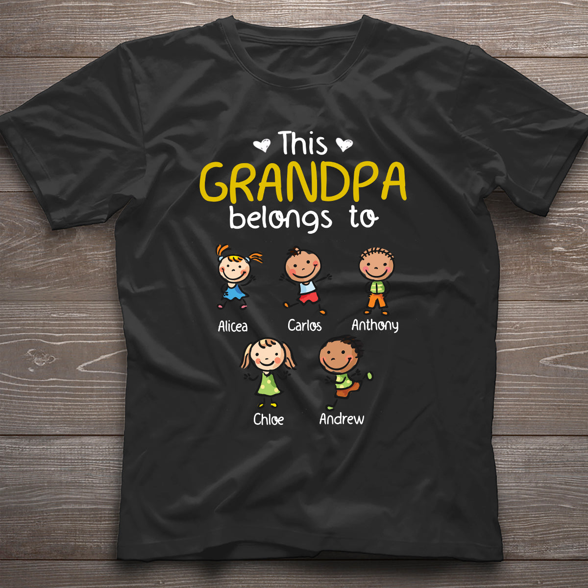 Ce t-shirt et ce sweat à capuche personnalisés « Ce grand-père et cette grand-mère appartiennent à » pour papa