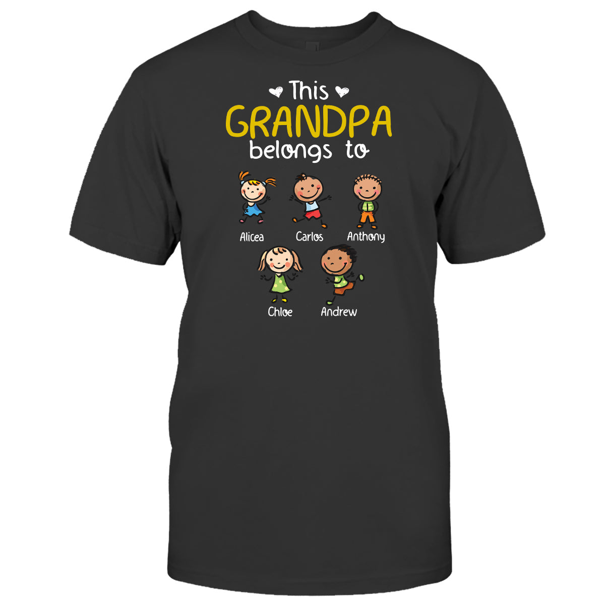 Ce t-shirt et ce sweat à capuche personnalisés « Ce grand-père et cette grand-mère appartiennent à » pour papa