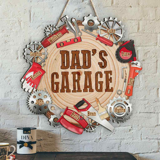 Dad's Garage - Personalized Father Wood Sign