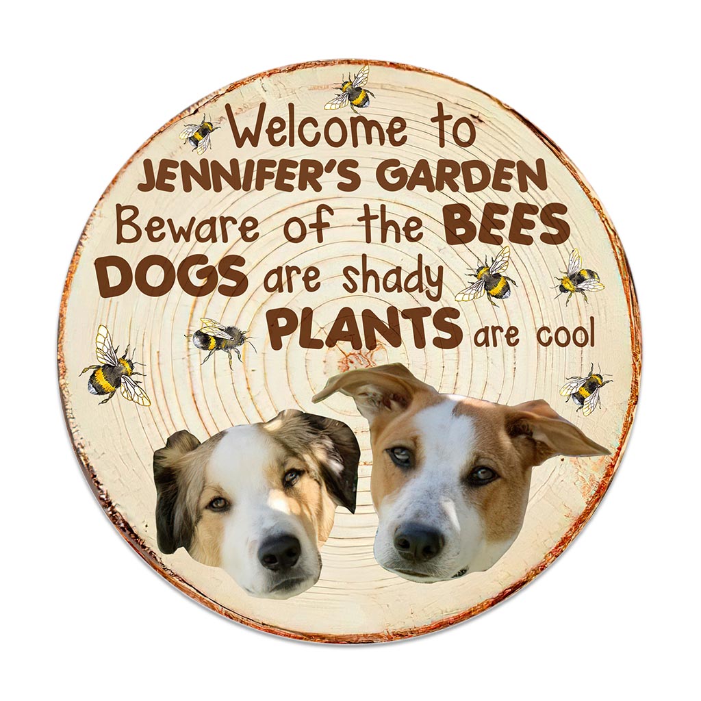 Beware - Personalized Gardening Round Wood Sign