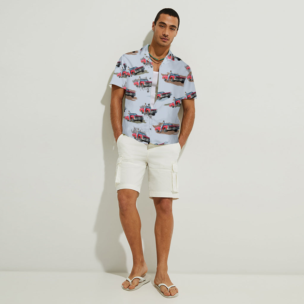 Photo de muscle car insérée - Chemise hawaïenne personnalisée avec photo de muscle car