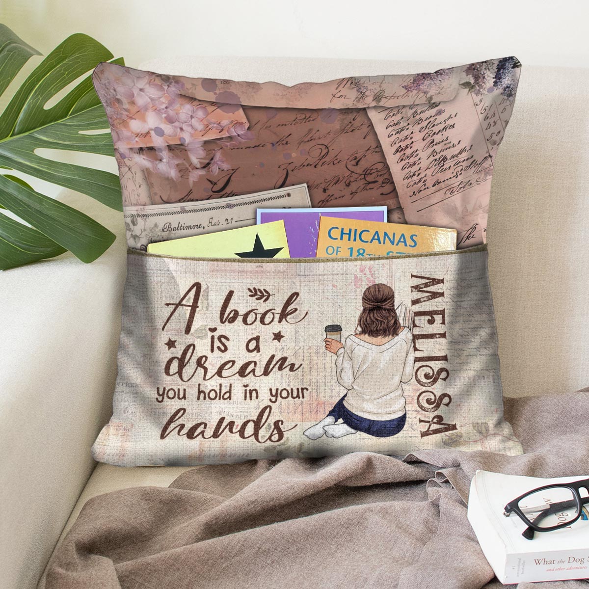 Un rêve que vous tenez entre vos mains - Coussin de poche en forme de livre personnalisé