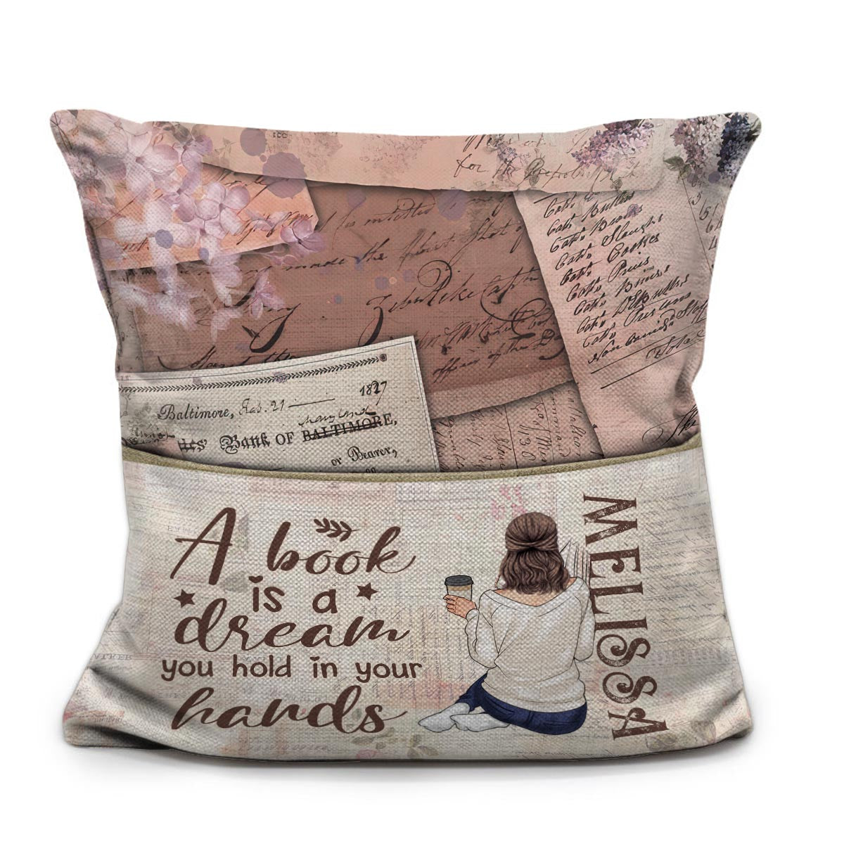 Un rêve que vous tenez entre vos mains - Coussin de poche en forme de livre personnalisé