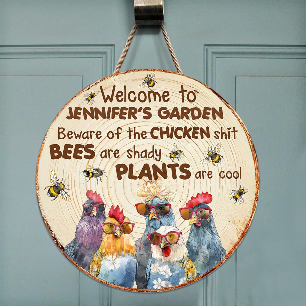 Beware - Personalized Gardening Round Wood Sign