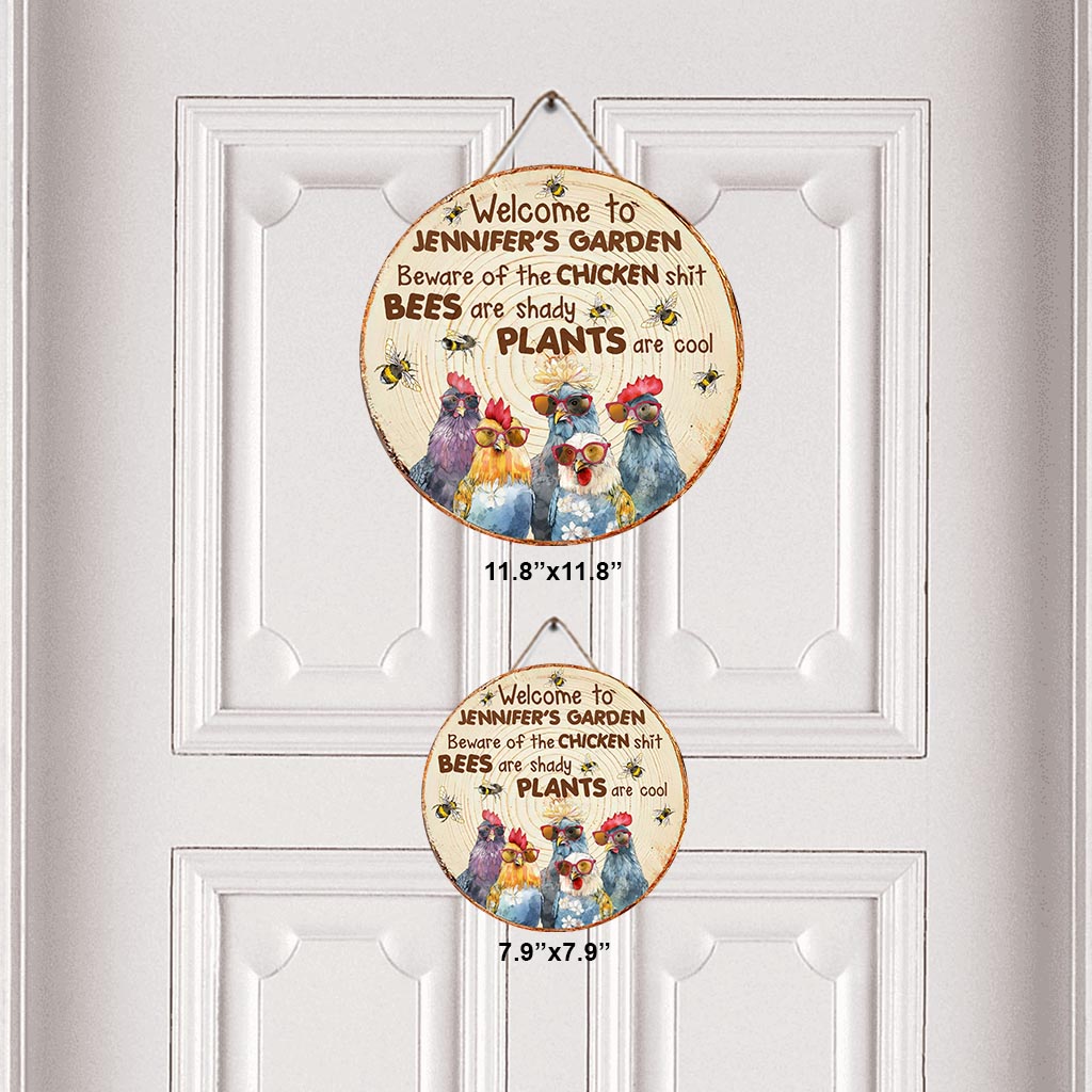 Beware - Personalized Gardening Round Wood Sign