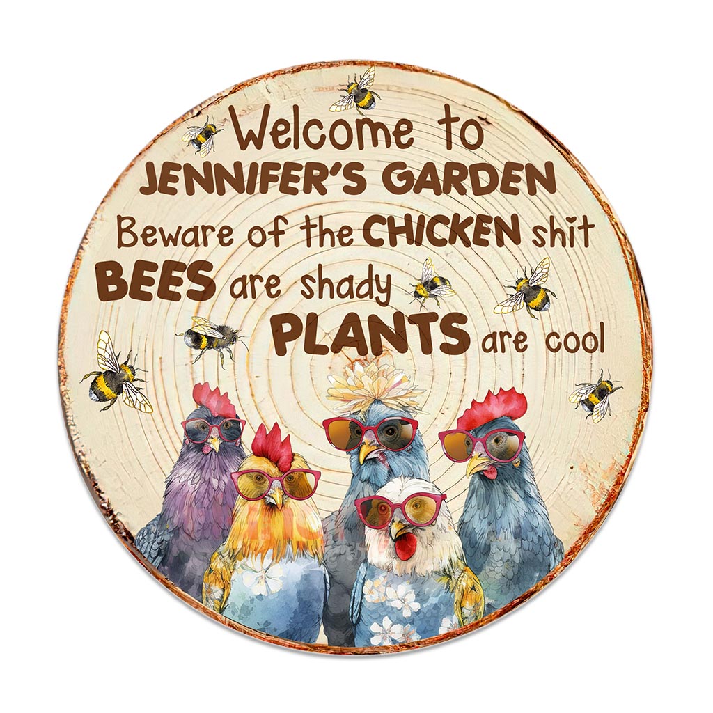 Beware - Personalized Gardening Round Wood Sign