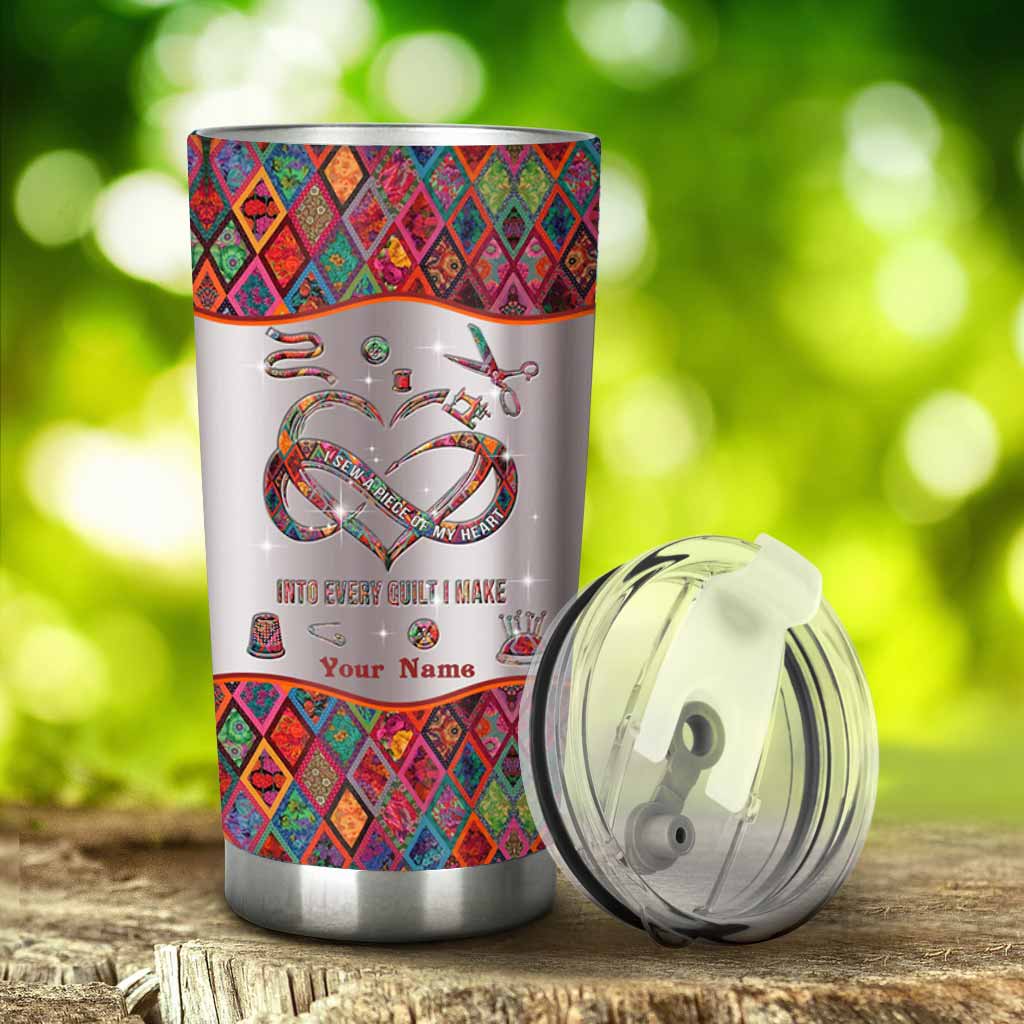 Gobelet personnalisé « Je couds un morceau de mon cœur »