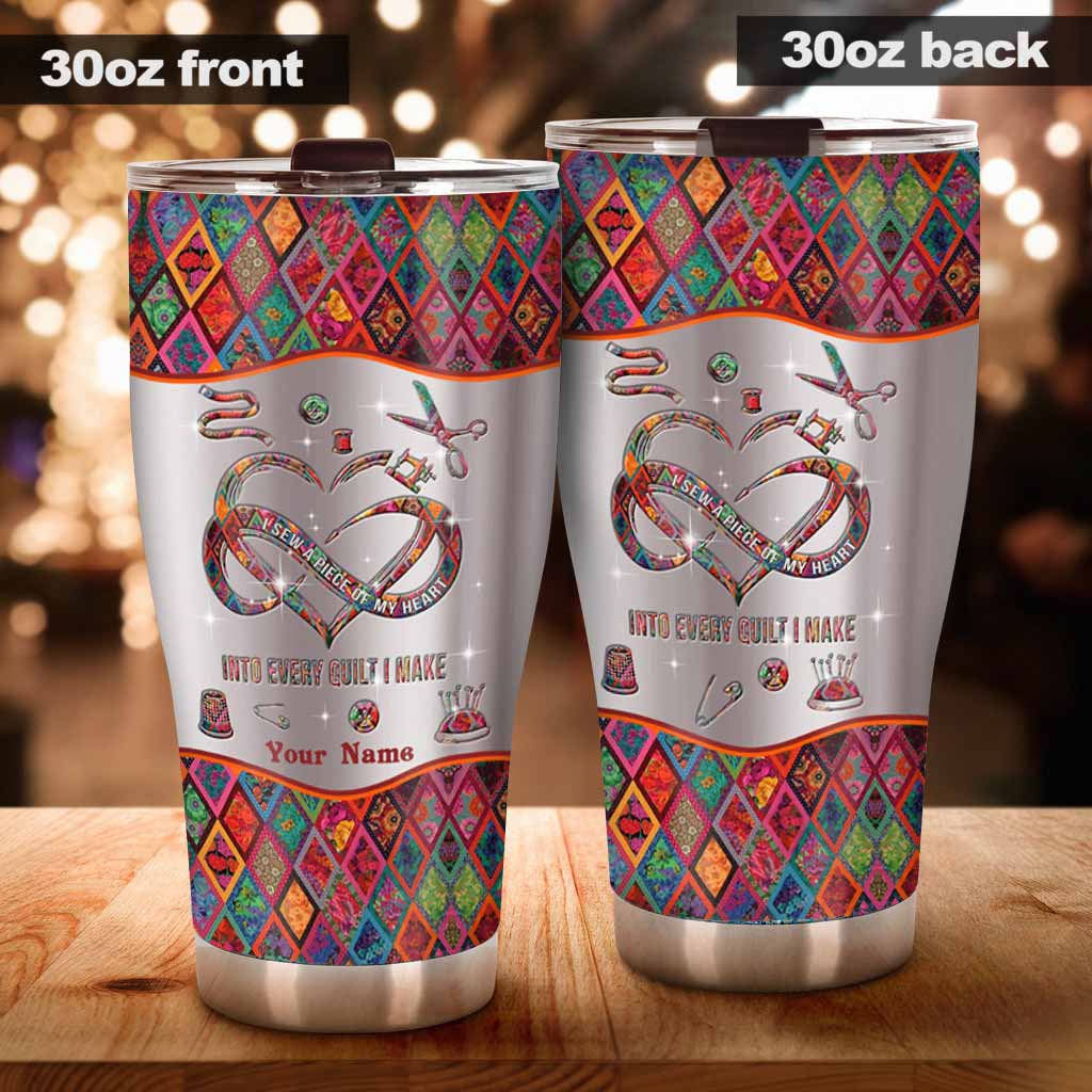 Gobelet personnalisé « Je couds un morceau de mon cœur »