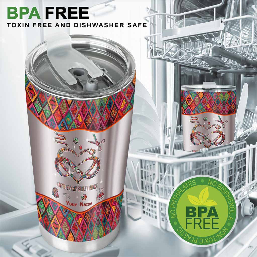 Gobelet personnalisé « Je couds un morceau de mon cœur »