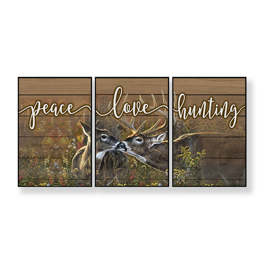 Paix, amour et chasse - Ensemble affiche et toile sur le thème de la chasse
