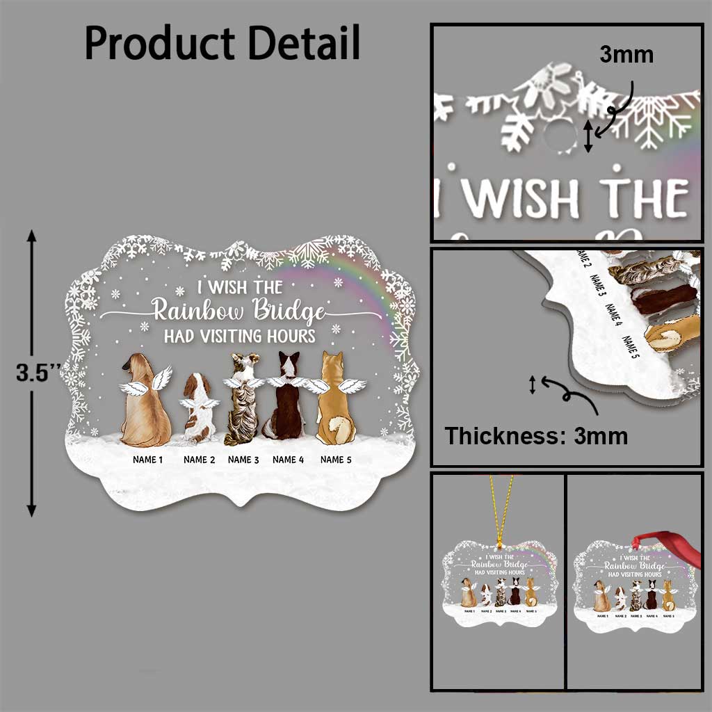 Le Pont Arc-en-ciel - Ornement de Noël transparent personnalisé en forme de chien