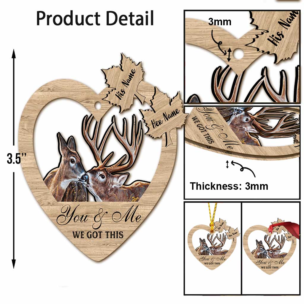 Toi et moi - Ornement de Noël personnalisé sur le thème de la chasse (Imprimé des deux côtés)