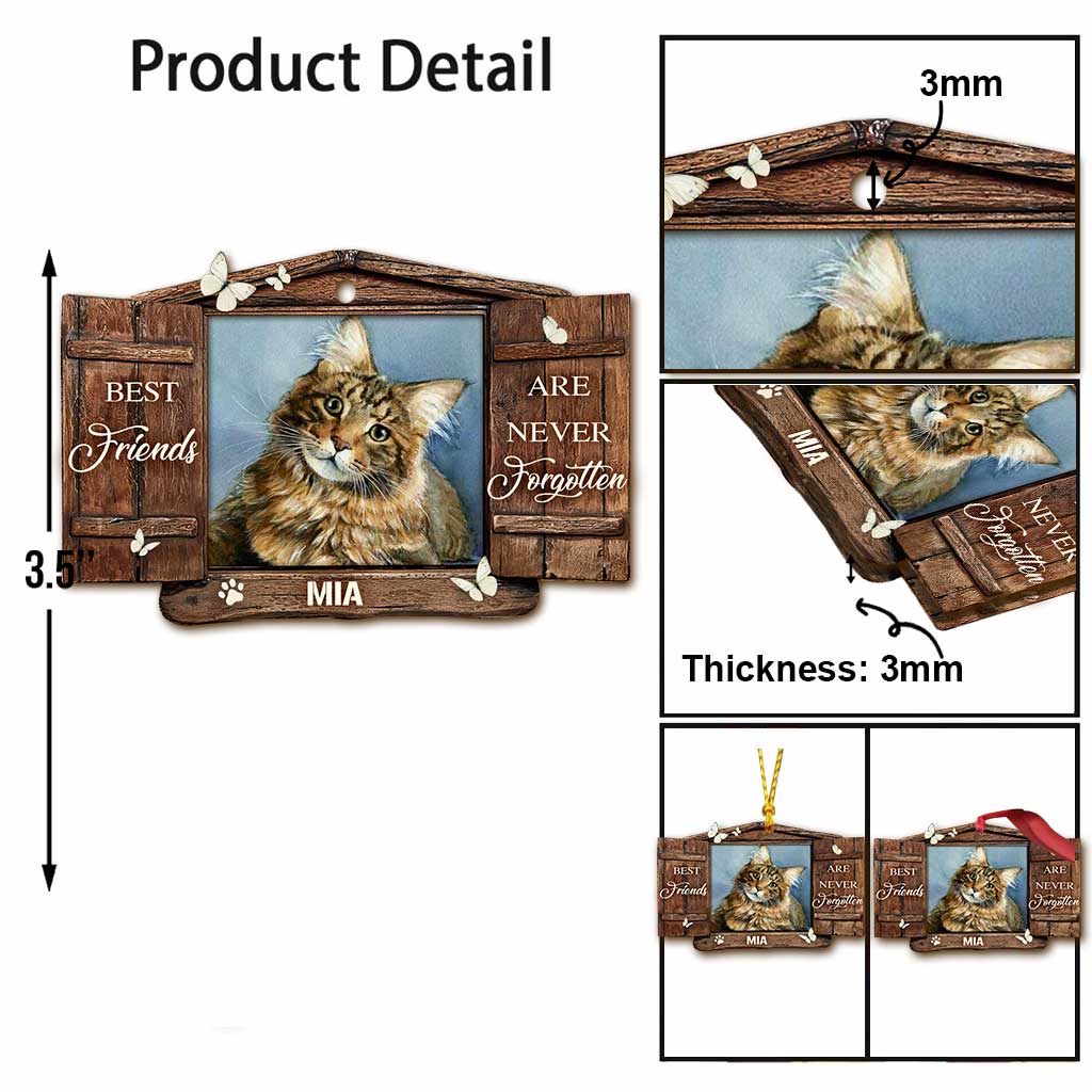 « Plus à nos côtés » - Ornement de Noël personnalisé pour chat (Impression recto verso)