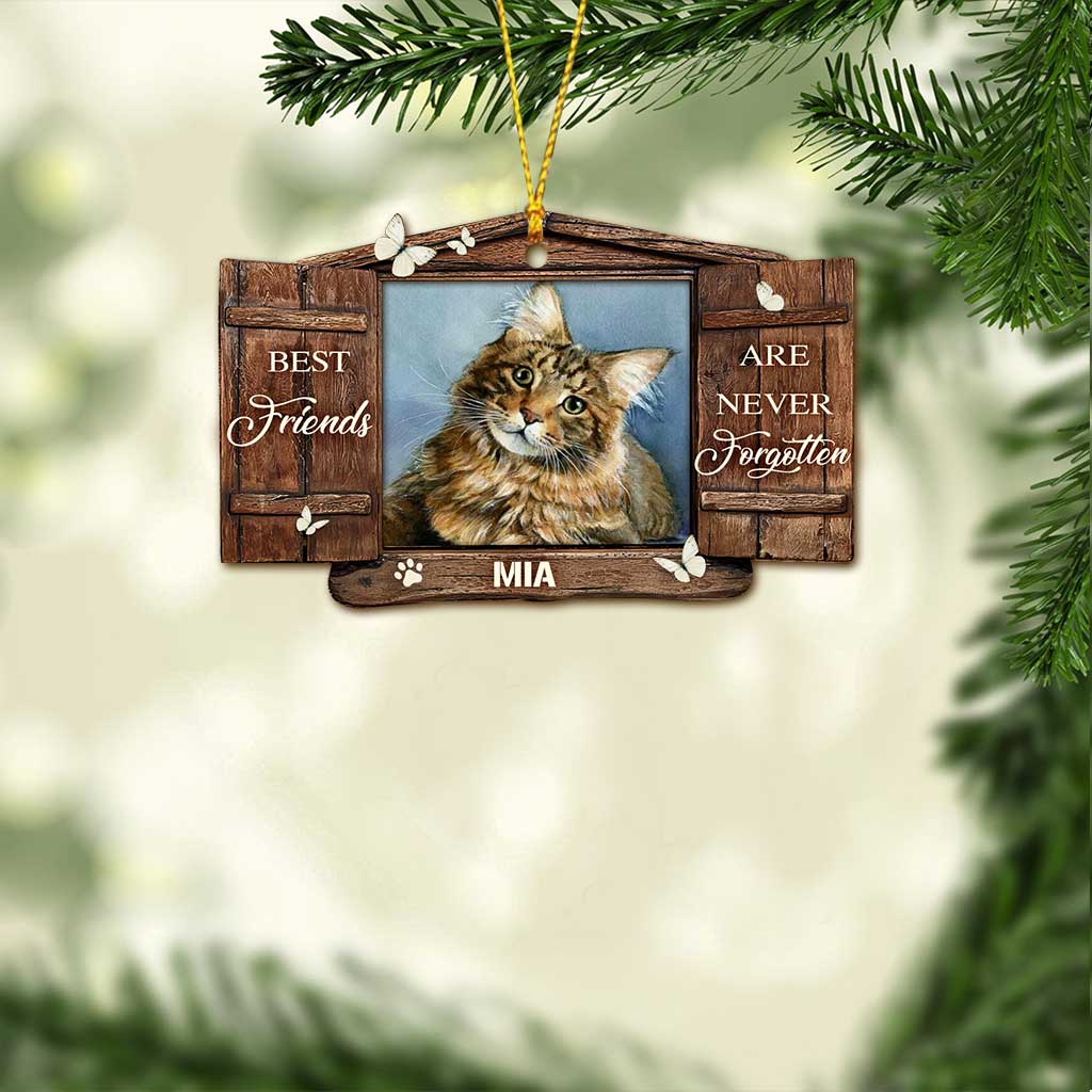 « Plus à nos côtés » - Ornement de Noël personnalisé pour chat (Impression recto verso)