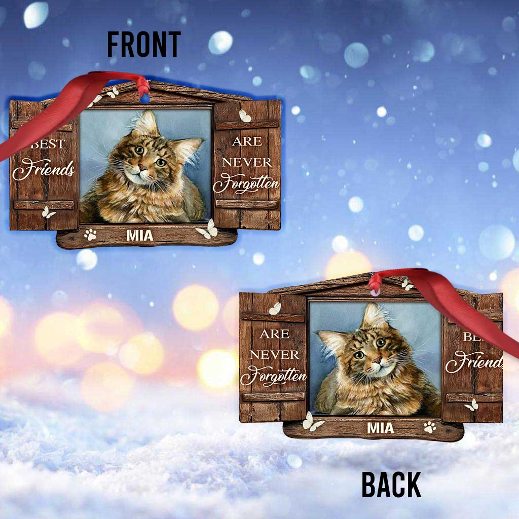 « Plus à nos côtés » - Ornement de Noël personnalisé pour chat (Impression recto verso)