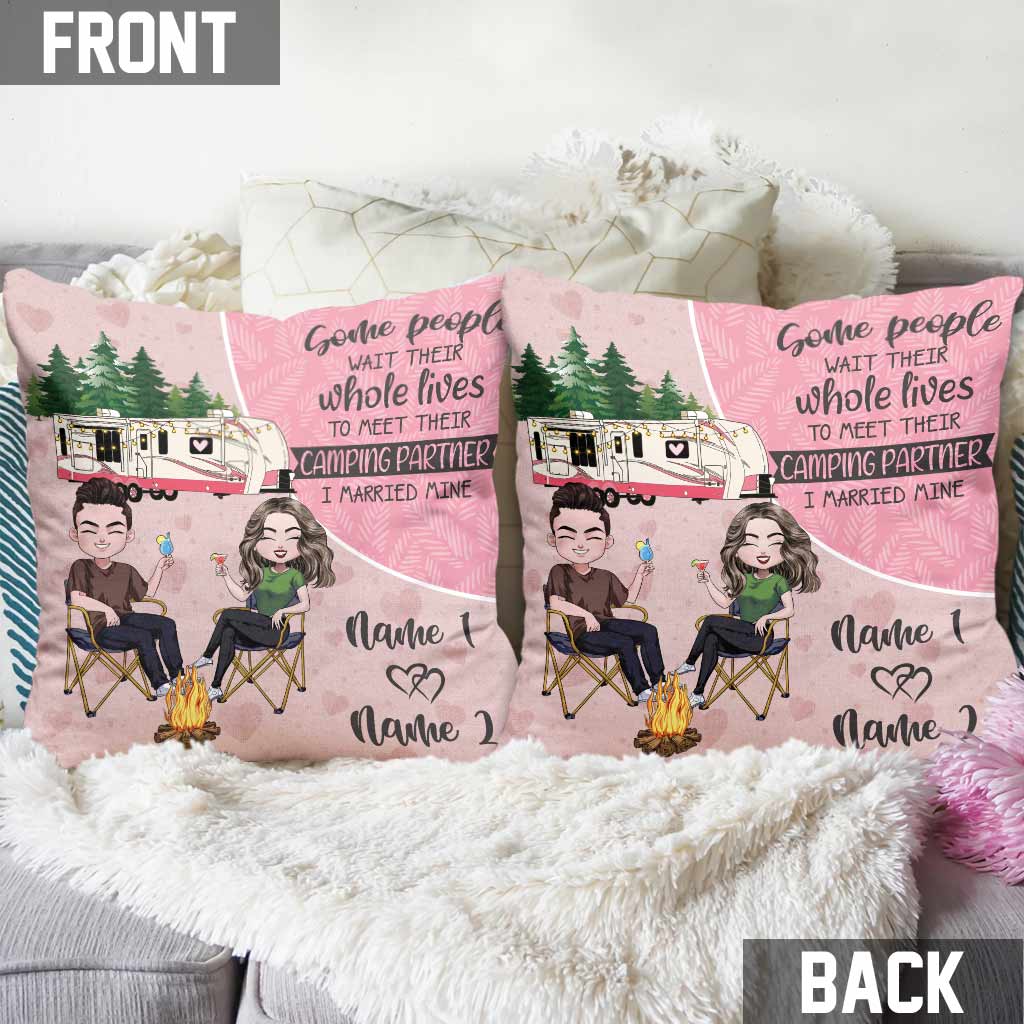 Some People Wait Their Whole Lives Camping Couple - Personalized Throw Pillow